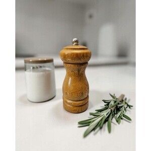 Wooden Pepper Grinder Turned Wood Manual Pepper Mill Vintage Style
